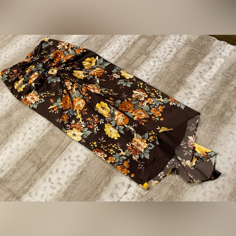 Veronica Beard💕Pixie Floral Silk Midi Skirt in Oxblood Multi Size 2 - Picture 7 of 15